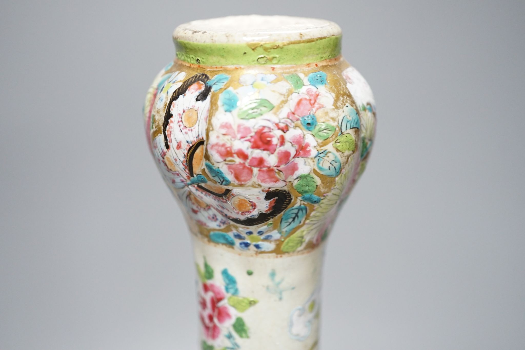 A late 19th century famille rose vase, 34cm